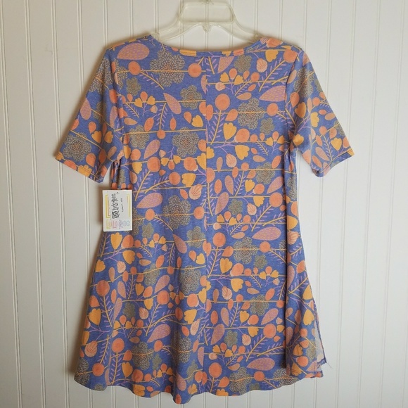 LuLaRoe Perfect T Orange & Blue Floral Shirt XXS - Picture 4 of 6